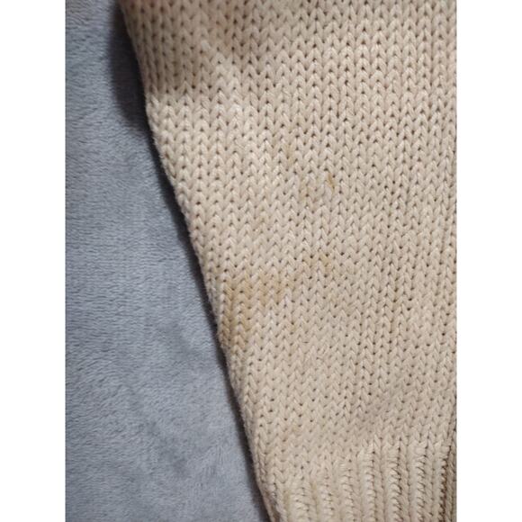 Vintage Mixed Blues Shepherds Sweater Cream Cotton Blend M Cable Jacquard Knit - Picture 9 of 10